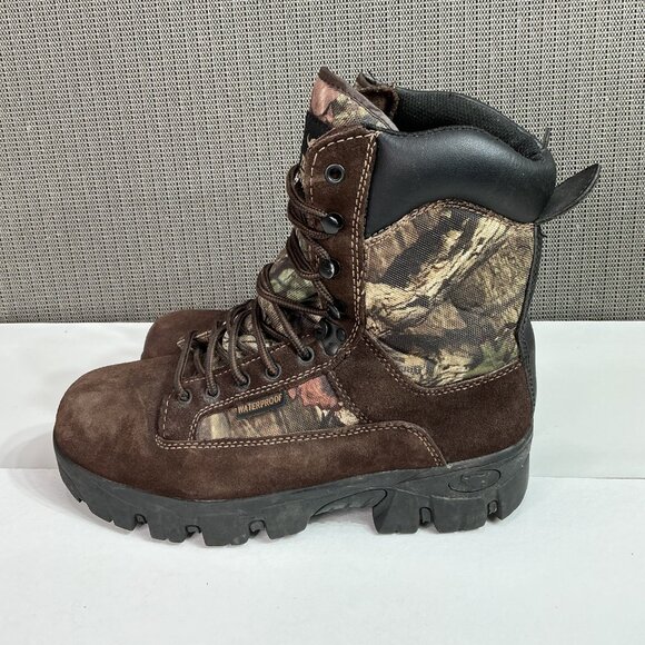 Texas Steer Camo Suede KIRIT Waterproof Work Hunting Boots Men's size 7.5W - Picture 1 of 7